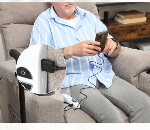 Fotel rozkładany podnoszony beżowy Geriatryczny Pionizujący dla seniora