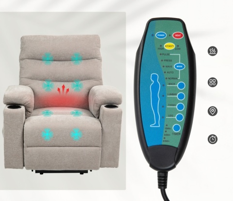 Fotel rozkładany podnoszony beżowy Geriatryczny Pionizujący dla seniora