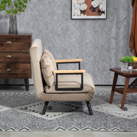 Kanapa Dwuosobowa Rozkładana Łóżko 73x102 cm Sofa Beżowa