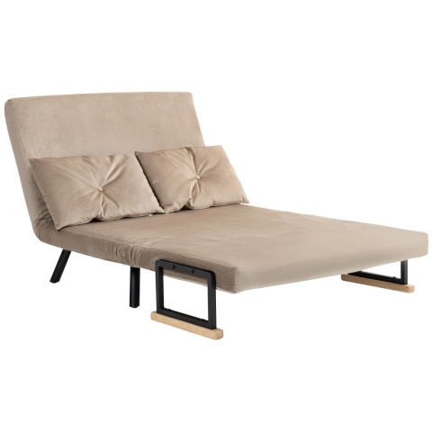 Kanapa Dwuosobowa Rozkładana Łóżko 73x102 cm Sofa Beżowa