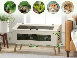 Domek dla żółwi drewniany Terrarium 91x60,5x32 cm Wybieg Otwierany Dach