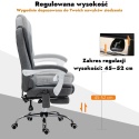 Fotel biurowy masujący obrotowy podgrzewany z podnóżkiem gamingowy