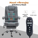 Fotel biurowy masujący obrotowy podgrzewany z podnóżkiem gamingowy
