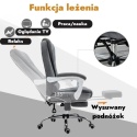 Fotel biurowy masujący obrotowy podgrzewany z podnóżkiem gamingowy