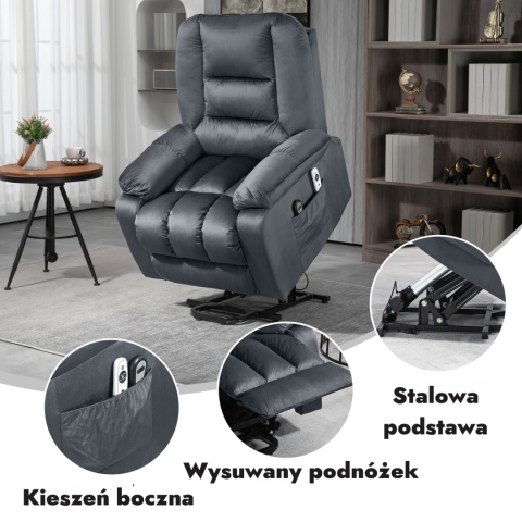 Fotel podnoszony elektryczny rozkładany geriatryczny telewizyjny wypoczynkowy