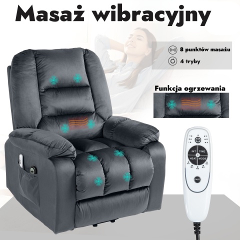 Fotel podnoszony elektryczny rozkładany geriatryczny telewizyjny wypoczynkowy