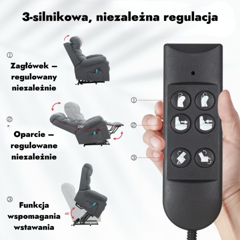 Fotel podnoszony masujący elektryczny rozkładany geriatryczny telewizyjny wypoczynkowy