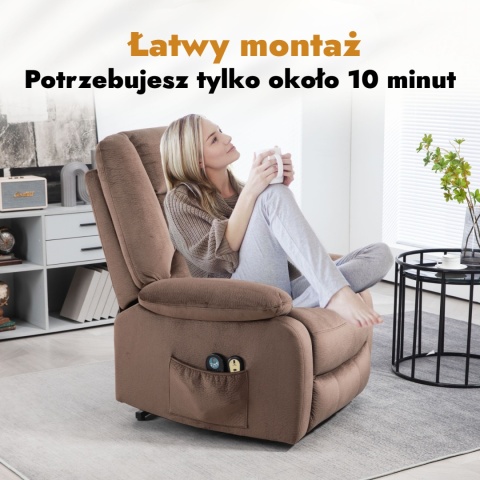 Fotel podnoszony regulowany elektryczny rozkładany geriatryczny telewizyjny wypoczynkowy