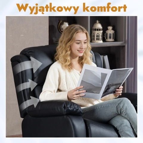 Fotel rozkładany masujący podgrzewany telewizyjny wypoczynkowy z masażem