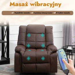 Fotel rozkładany masujący wypoczynkowy telewizyjny eko skóra leżanka