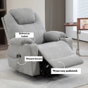 Fotel wypoczynkowy elektryczny masujący z funkcją podnoszenia dla seniorów
