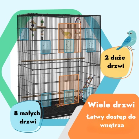 Klatka dla ptaków woliera na kółkach z półką