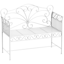 Ławka do ogrodu Vintage Metalowa Biała Rustykalna Retro 111x50x98 cm