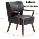 Krzesło do salonu sypialni gabinetu szerokie siedzisko drewniana rama eko skóra