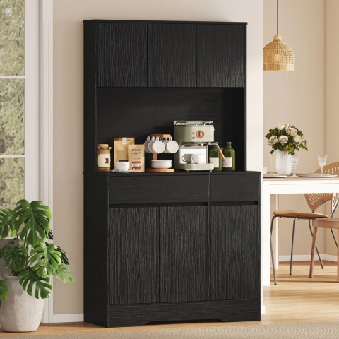 SZAFKA KREDENS NA MIKROFALĘ EKSPRES CZARNA 100 x 38 x 180 cm