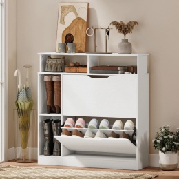 Szafka na buty Uchylna na 12 par Biała 89x25x92 cm Komoda Półka