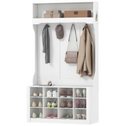 Szafka na buty z ławką Rustykalna Biała 100x35x 172,2 cm