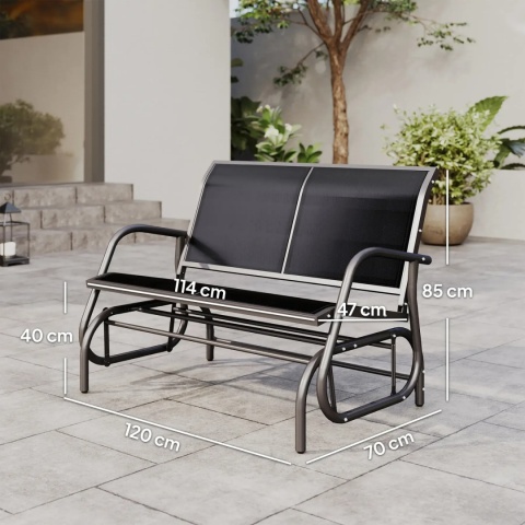 Ławka ogrodowa Bujana czarna 200kg 120x70x85 cm