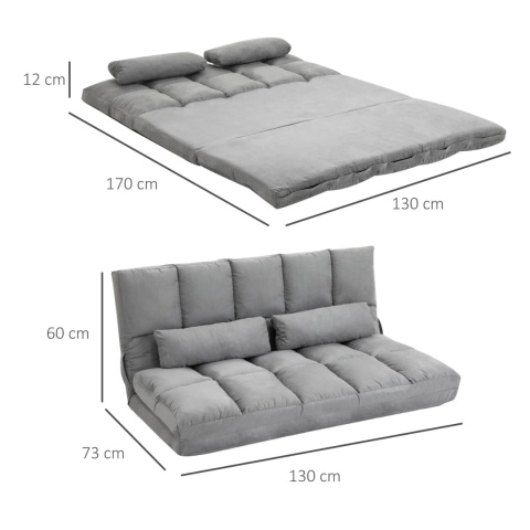 Sofa roskładana 3 w1 leżanka kanapa regulowane oparcie szara