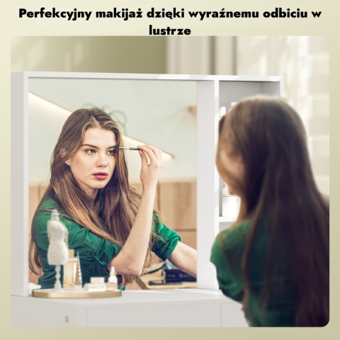 Toaletka kosmetyczna do makijażu z lustrem półki szuflady
