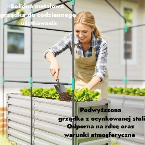 Tunel foliowy szklarnia z podwyższoną grządką netalowa donica na sadzonki