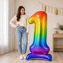 Balon XXL CYFRY STOJĄCE Gigant 152cm RAINBOW Balony Kolorowe Błyszczące