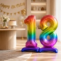 Balon XXL CYFRY STOJĄCE Gigant 152cm RAINBOW Balony Kolorowe Błyszczące