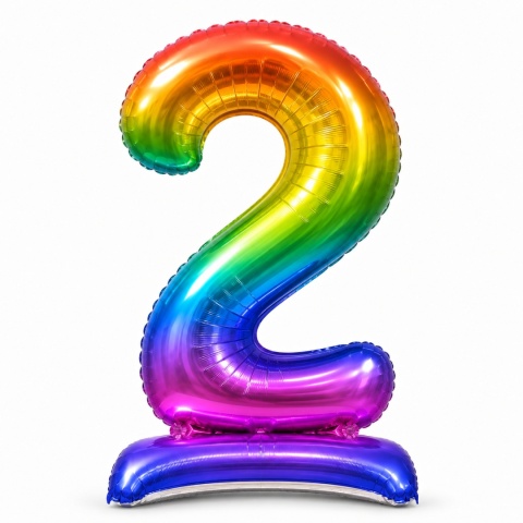 Balon XXL CYFRY STOJĄCE Gigant 152cm RAINBOW Balony Kolorowe Błyszczące