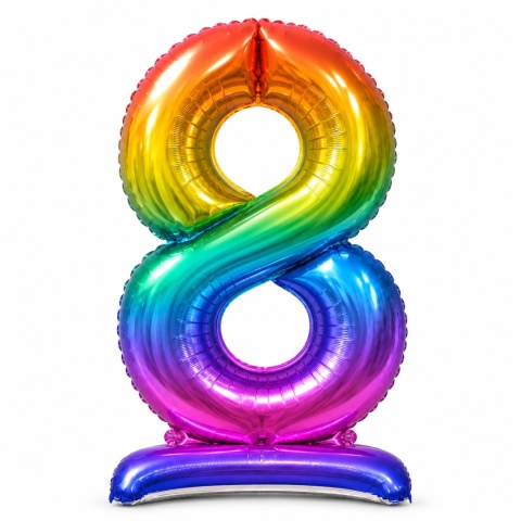 Balon XXL CYFRY STOJĄCE Gigant 152cm RAINBOW Balony Kolorowe Błyszczące