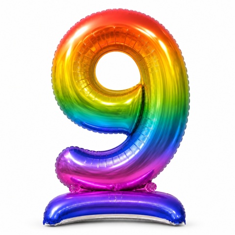 Balon XXL CYFRY STOJĄCE Gigant 152cm RAINBOW Balony Kolorowe Błyszczące
