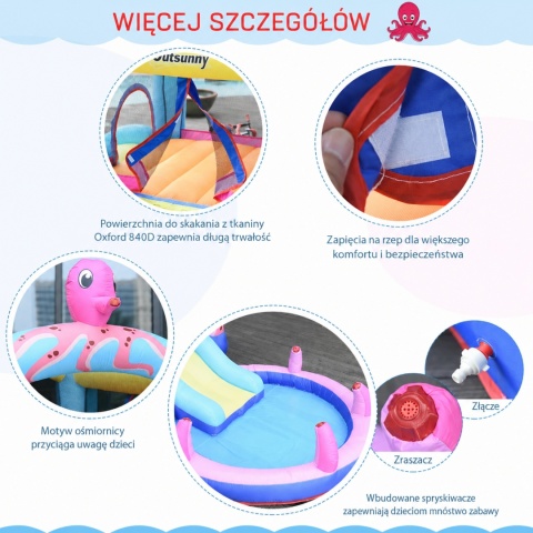 Basen dla dzieci Plac zabaw Wodny Zjeżdżalnia Zamek dmuchany 360 x 175 x 180 cm