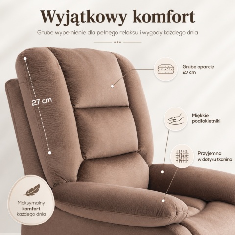Fotel podnoszony regulowany elektryczny rozkładany geriatryczny telewizyjny wypoczynkowy