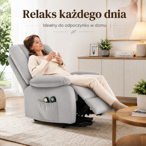Fotel podnoszony regulowany elektryczny rozkładany geriatryczny telewizyjny wypoczynkowy