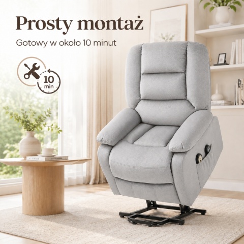 Fotel podnoszony regulowany elektryczny rozkładany geriatryczny telewizyjny wypoczynkowy