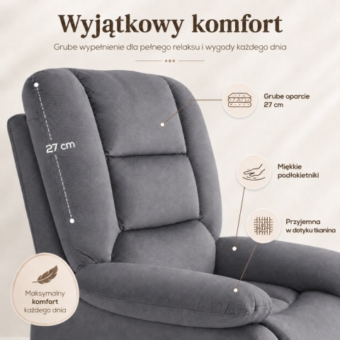 Fotel podnoszony regulowany elektryczny rozkładany geriatryczny telewizyjny wypoczynkowy