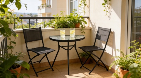 Meble na mały balkon Taras Ogrodowe Krzesła + Stolik Składane