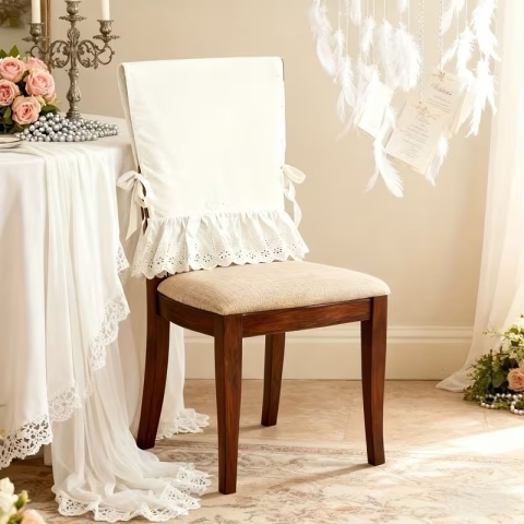 Pokrowce na krzesła z koronką Shabby Vintage Prowansalskie Białe