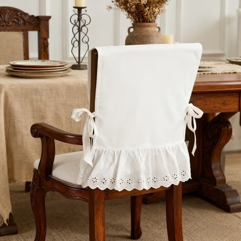Pokrowce na krzesła z koronką Shabby Vintage Prowansalskie Białe