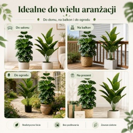 Sztuczne kwiaty Drzewko do domu na balkon taras 2 szt Monstera i Strelicja 100cm