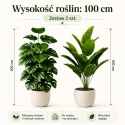 Sztuczne kwiaty Drzewko do domu na balkon taras 2 szt Monstera i Strelicja 100cm