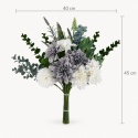 Bukiet sztucznych kwiatów 45 cm biało-szary z eukaliptusem PIĘKNY