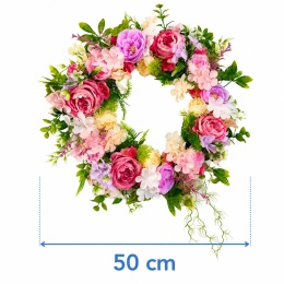 Wianek Wieniec na drzwi Ścianę 50cm Sztuczny Sztuczne kwiaty