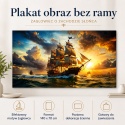 Plakat Obraz 140x70 cm Żaglowiec o zachodzie słońca Statek