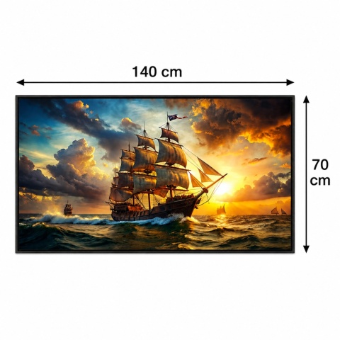 Plakat Obraz 140x70 cm Żaglowiec o zachodzie słońca Statek