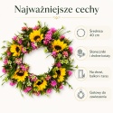 WIANEK NA DRZWI SZTUCZNY 40cm Słoneczniki Wieniec na ŚCIANĘ KWIATY