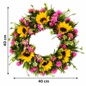WIANEK NA DRZWI SZTUCZNY 40cm Słoneczniki Wieniec na ŚCIANĘ KWIATY