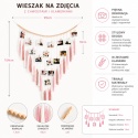 Wieszak boho na zdjęcia 99cm Makrama na ścianę z frędzelkami Rózowy Kremowy